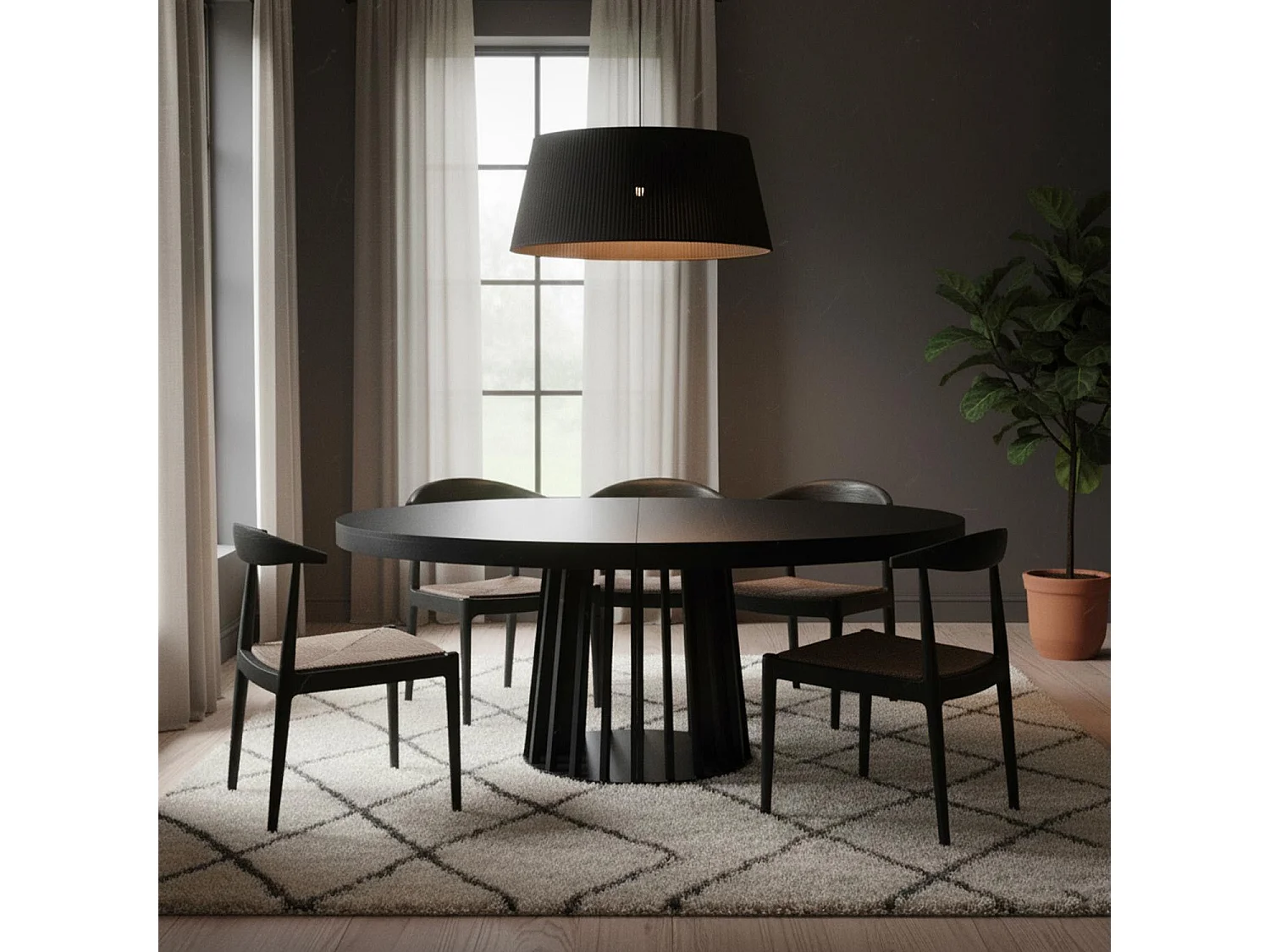 Table de Repas Extensible "Laize" 150-300cm Noir