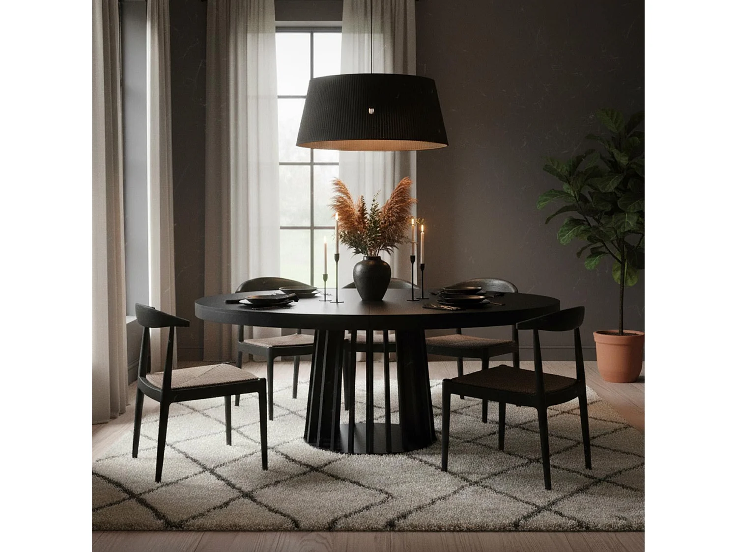 Table de Repas Extensible "Laize" 150-300cm Noir