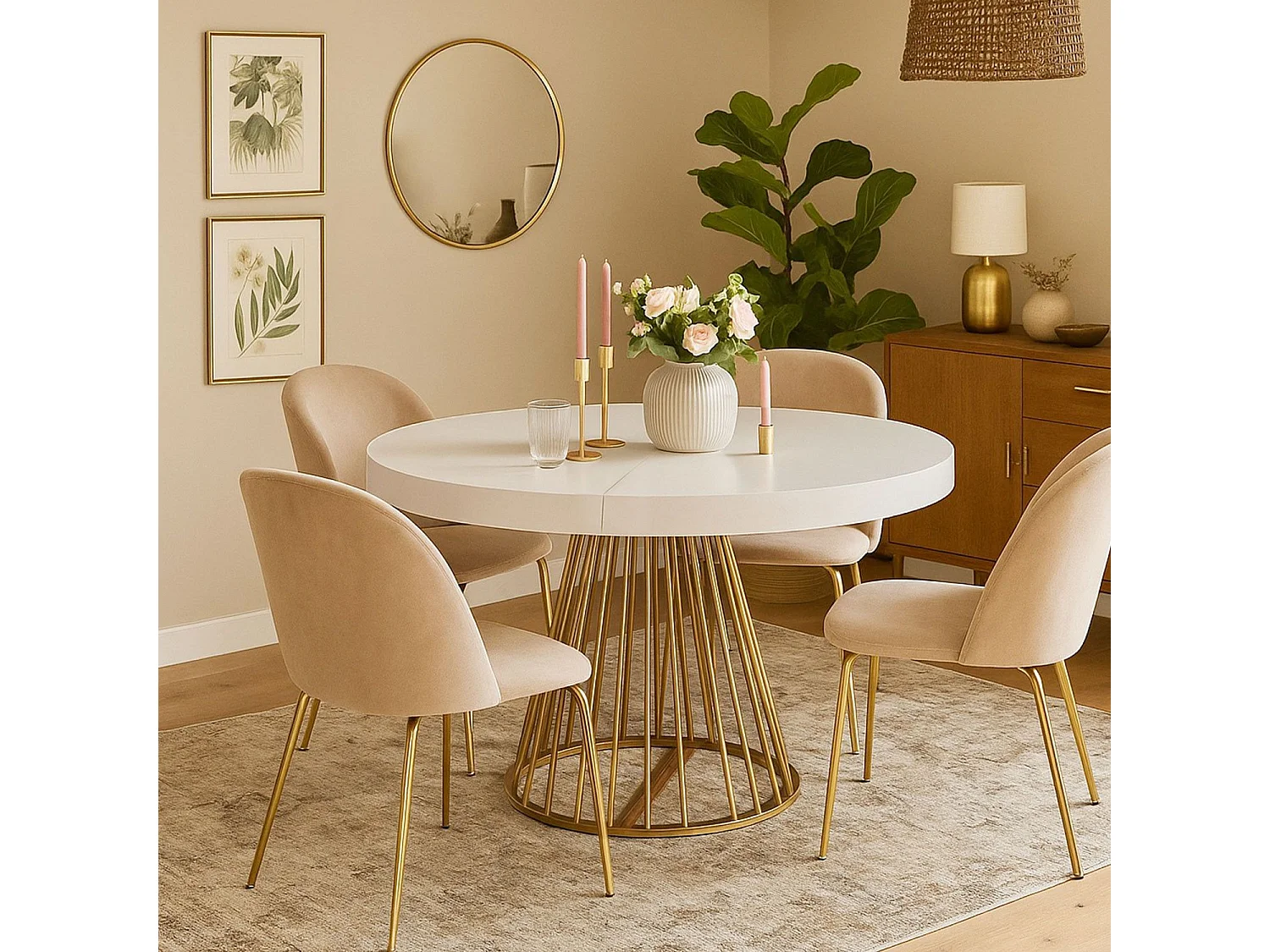 Table de Repas Extensible "Resoa" 110-260cm Blanc