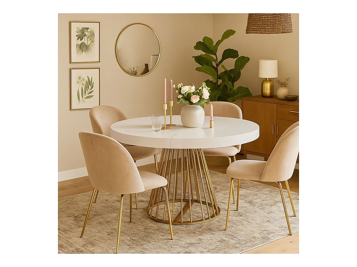 Table de Repas Extensible "Resoa" 110-260cm Blanc
