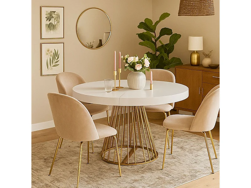 Table de Repas Extensible "Resoa" 110-260cm Blanc