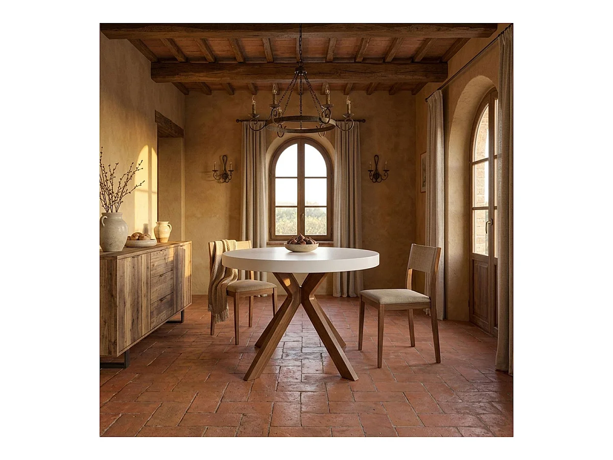 Table Ronde Extensible "Zefane" 160-260cm Blanc