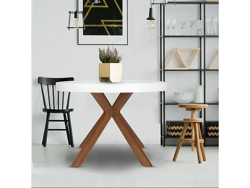 Table Ronde Extensible "Zefane" 160-260cm Blanc