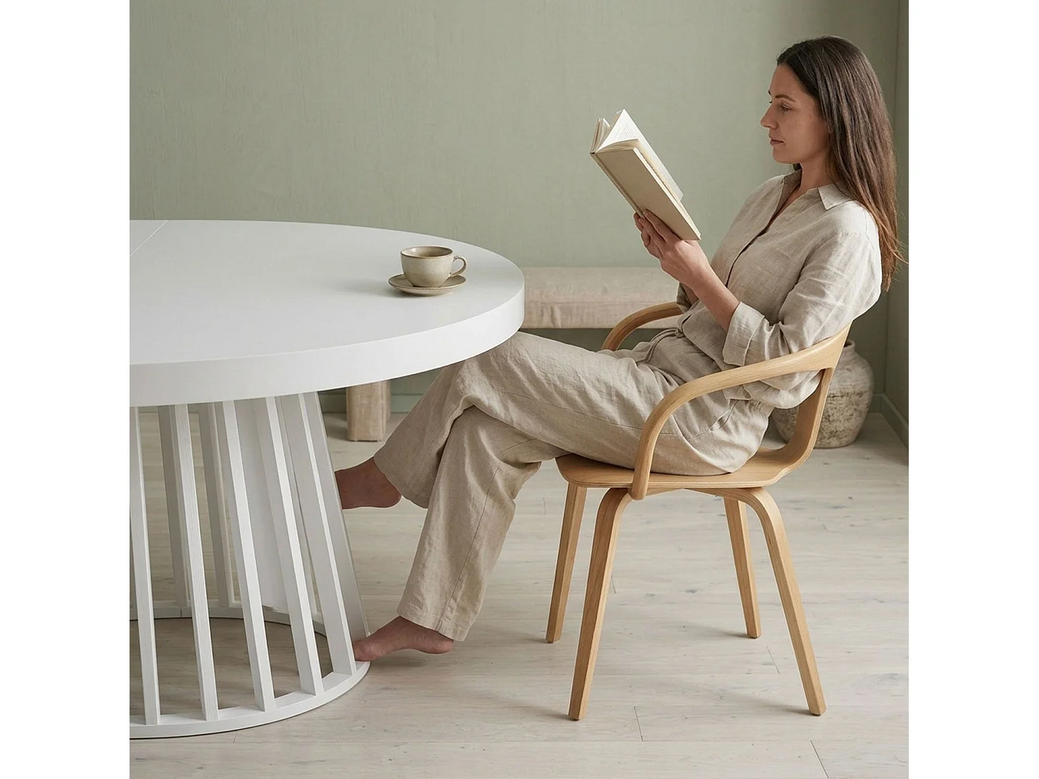 Table ovale extensible Eliza Blanc