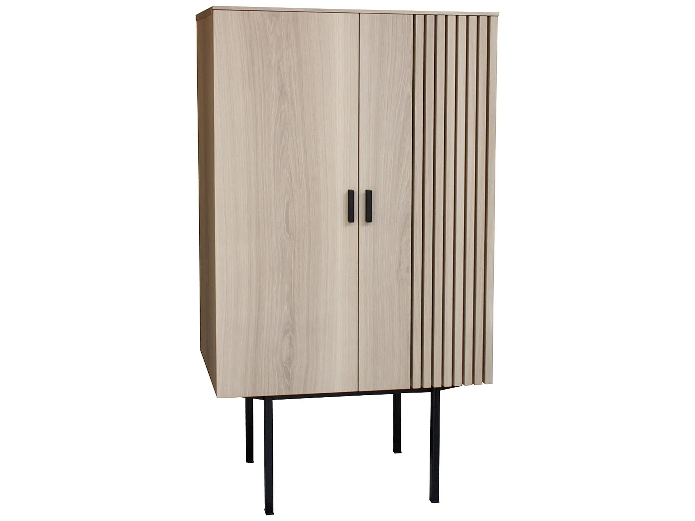 Armoirette tasseaux chêne blanchi et noir, 2 portes - 90L x 44P