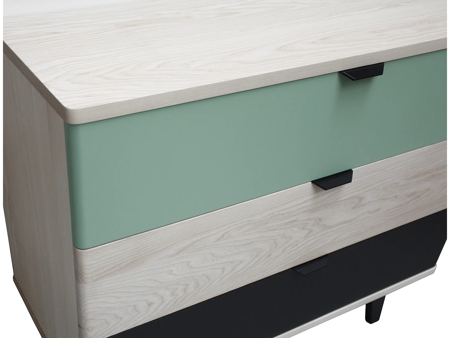 Commode frêne blanchi massif et laqué, 3 tiroirs - 100L x 46P