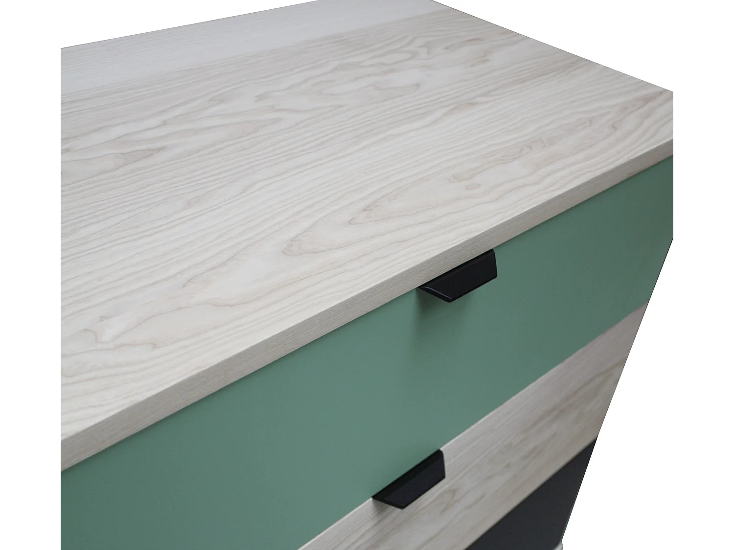 Commode frêne blanchi massif et laqué, 3 tiroirs - 100L x 46P