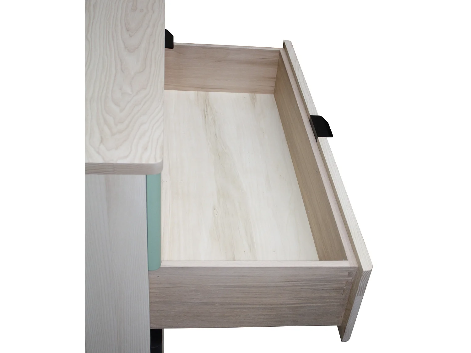 Commode frêne blanchi massif et laqué, 3 tiroirs - 100L x 46P