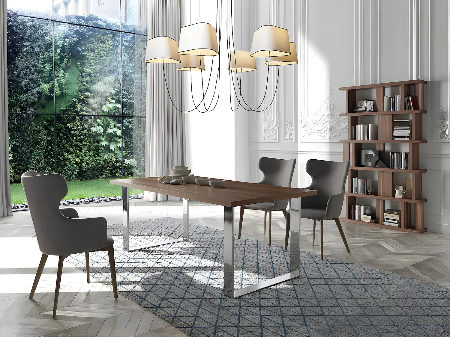 Eettafel rechthoekig walnoot fineer 1075 ANGEL CERDA