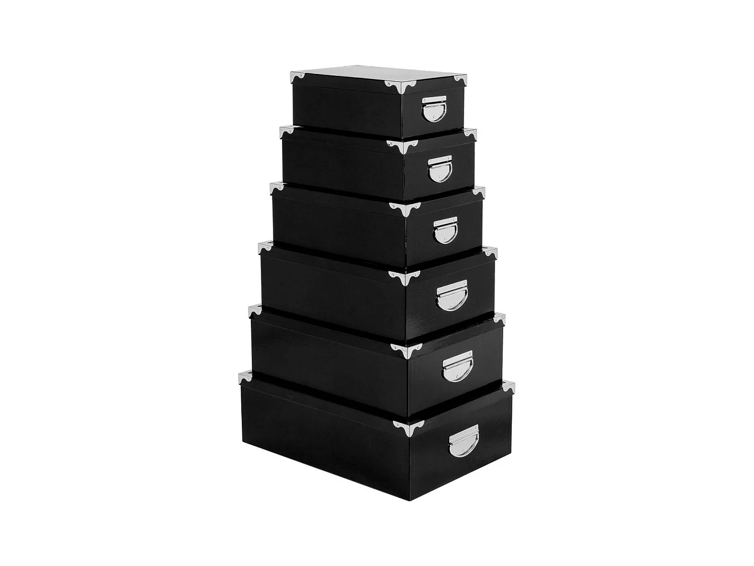 Set de 6 Boîtes de Rangement "Uni" 48cm Noir