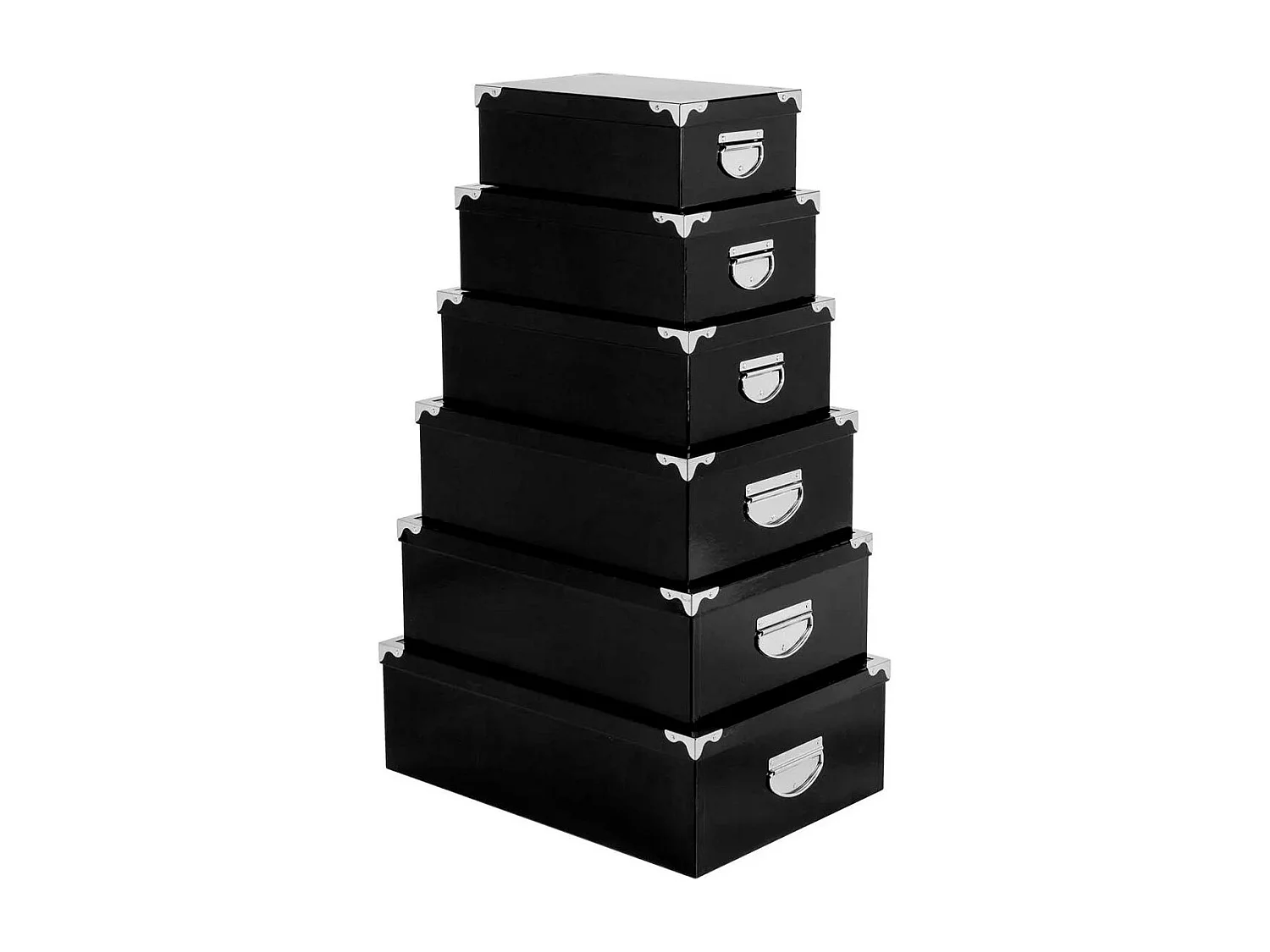 Set de 6 Boîtes de Rangement "Uni" 48cm Noir