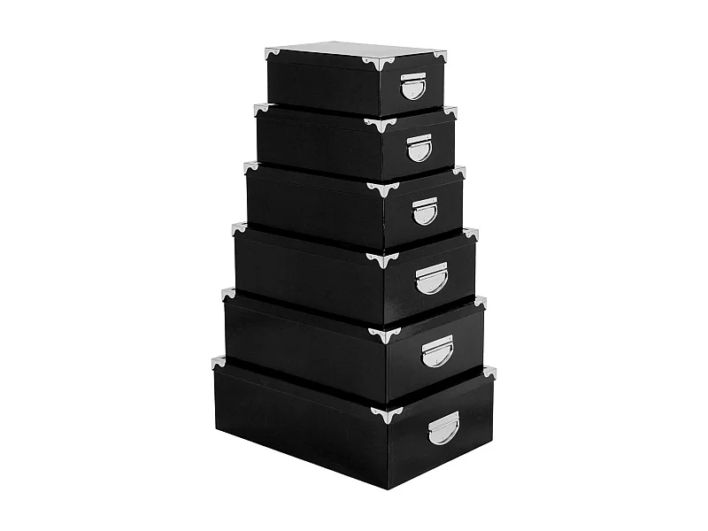 Set de 6 Boîtes de Rangement "Uni" 48cm Noir
