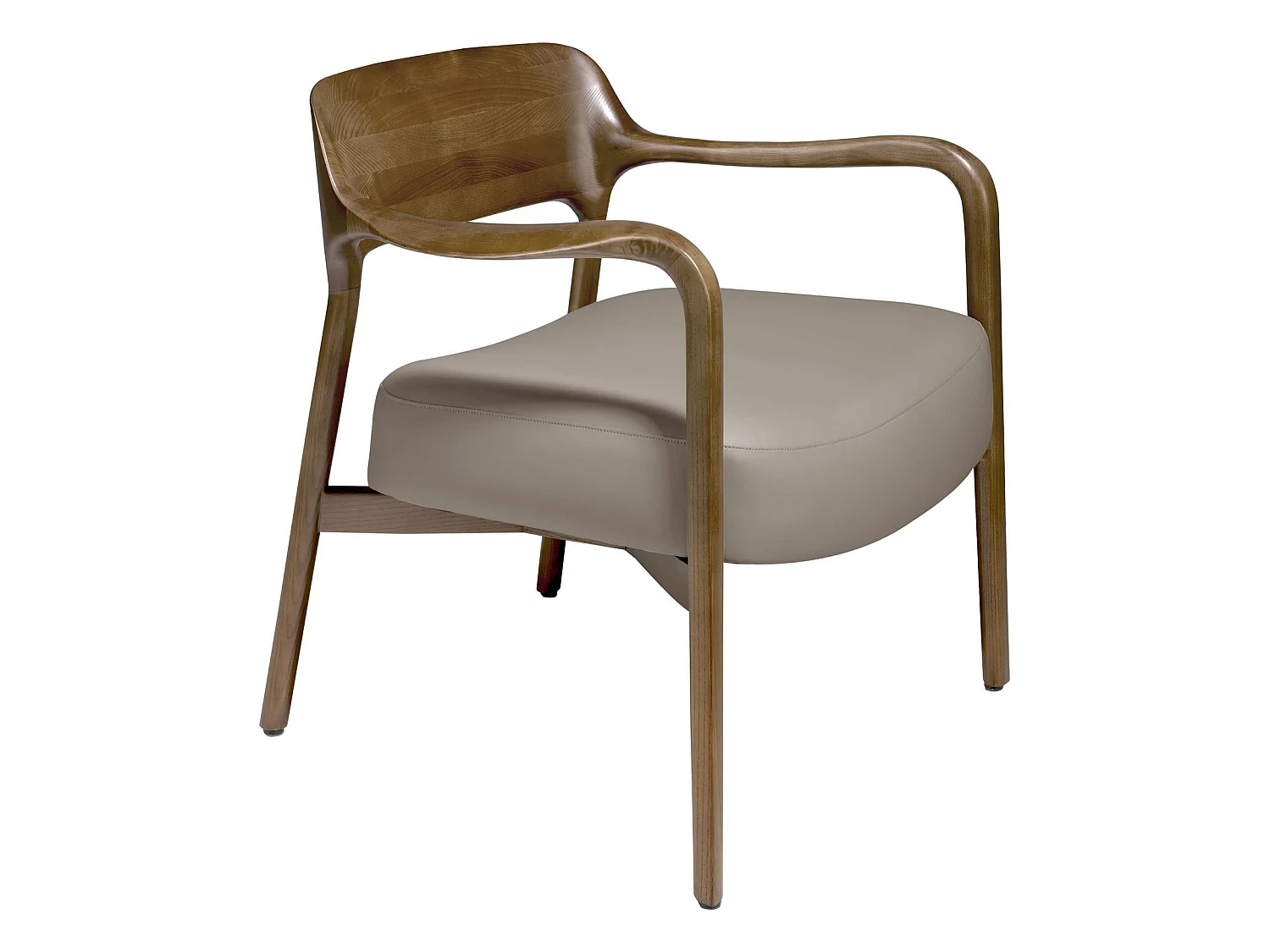 Fauteuil rembourré en éco-cuir structure en frêne massif