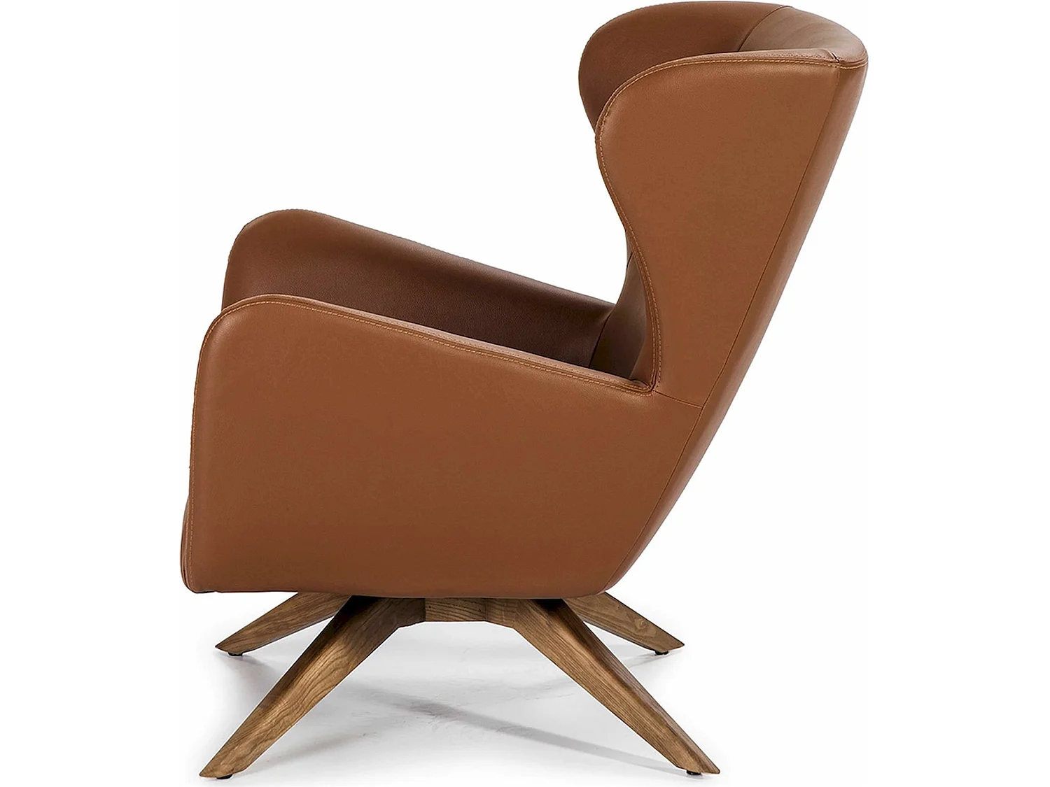 Fauteuil tournant à 360 º rembourré en similicuir pieds bois massif