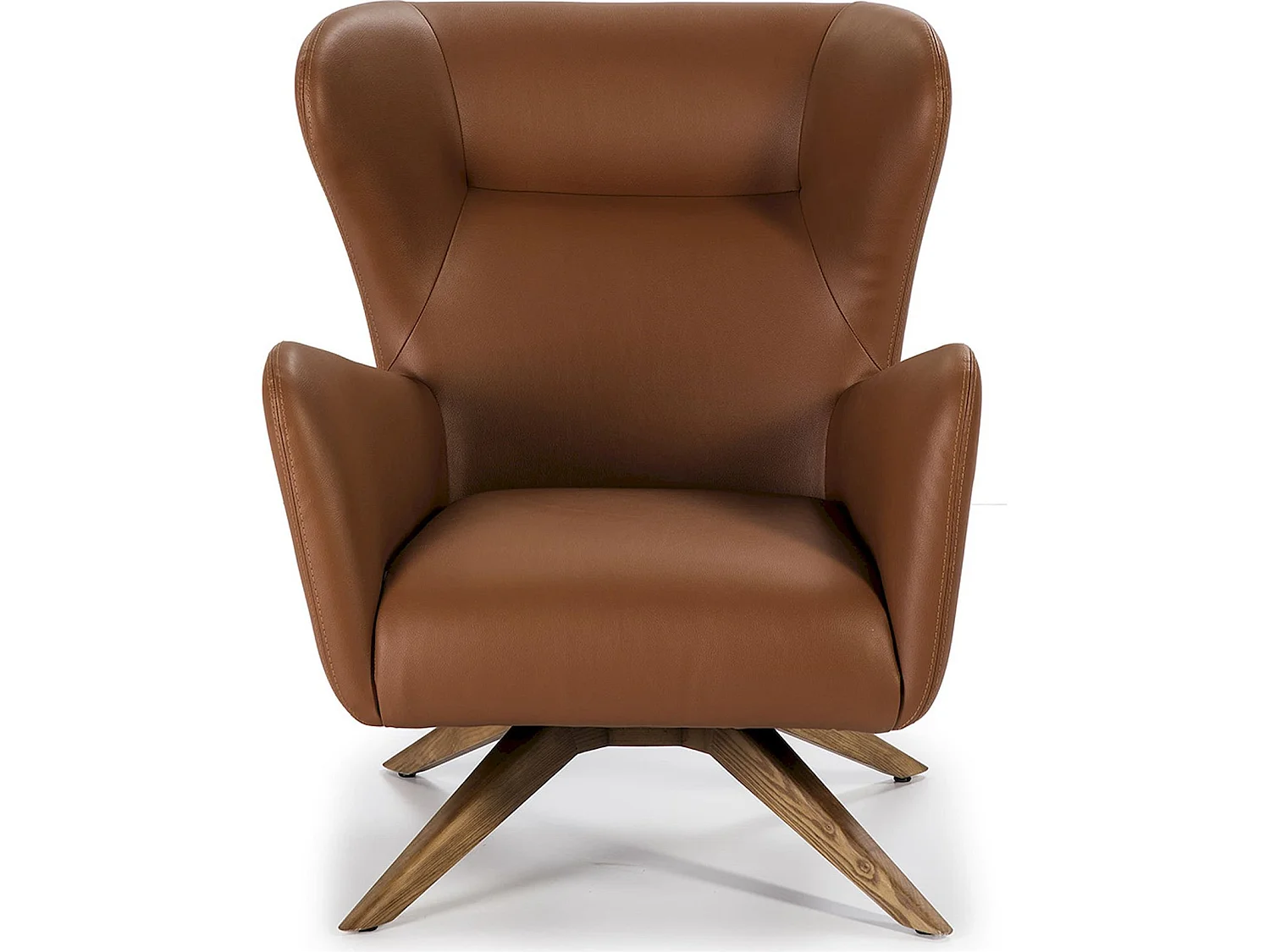 Fauteuil tournant à 360 º rembourré en similicuir pieds bois massif