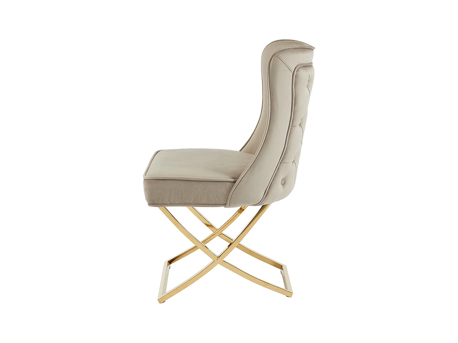 Stuhl 2er-Set - Samt & goldfarbener Edelstahl - Beige - MARELANO von Pascal MORABITO