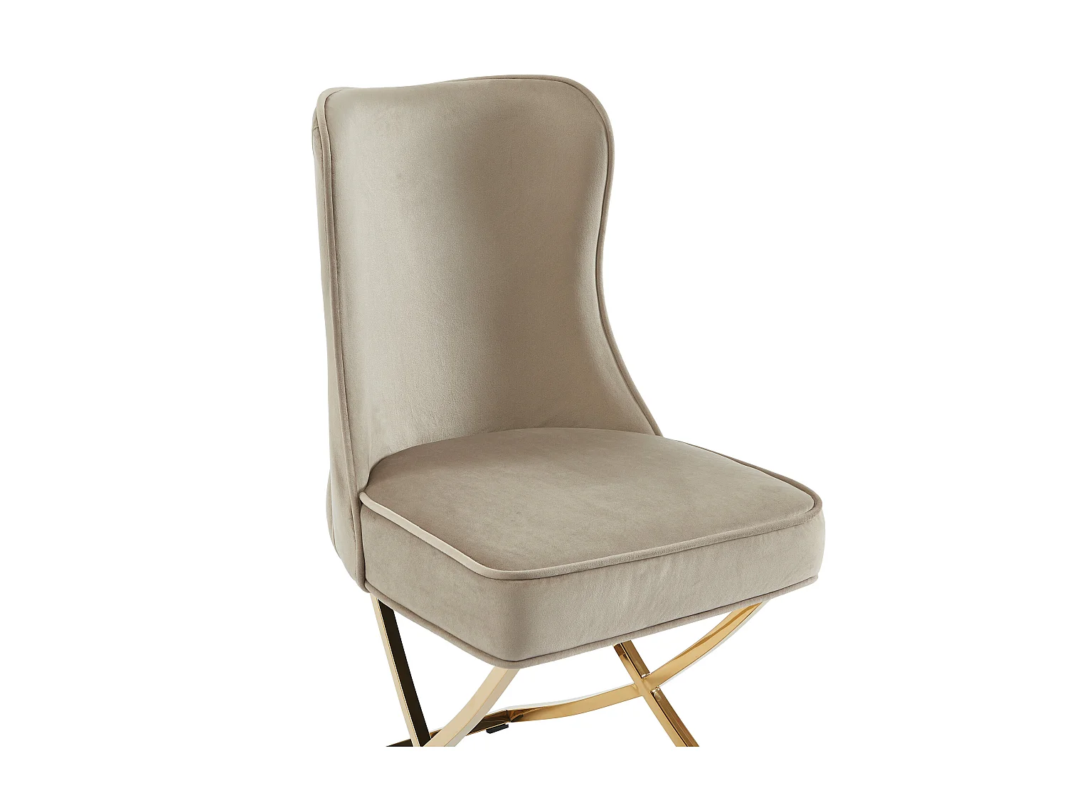 Stuhl 2er-Set - Samt & goldfarbener Edelstahl - Beige - MARELANO von Pascal MORABITO