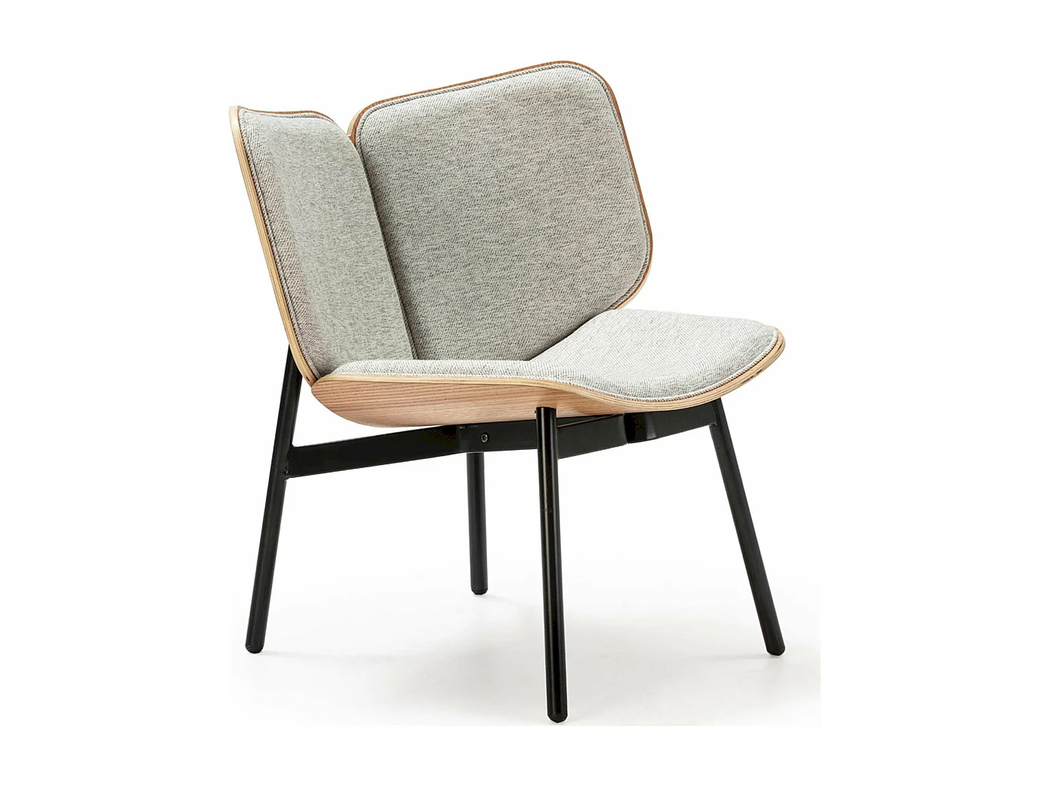 Fauteuil Tissu/Bois de hêtre/Métal Gris/Naturel/Noir