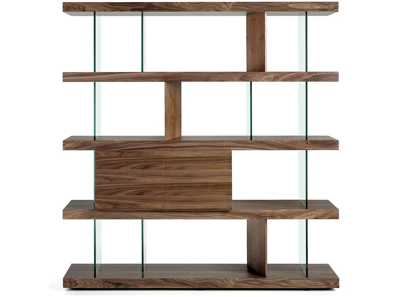 Étagère bois côtés en verre trempé 2 tiroirs à amortie