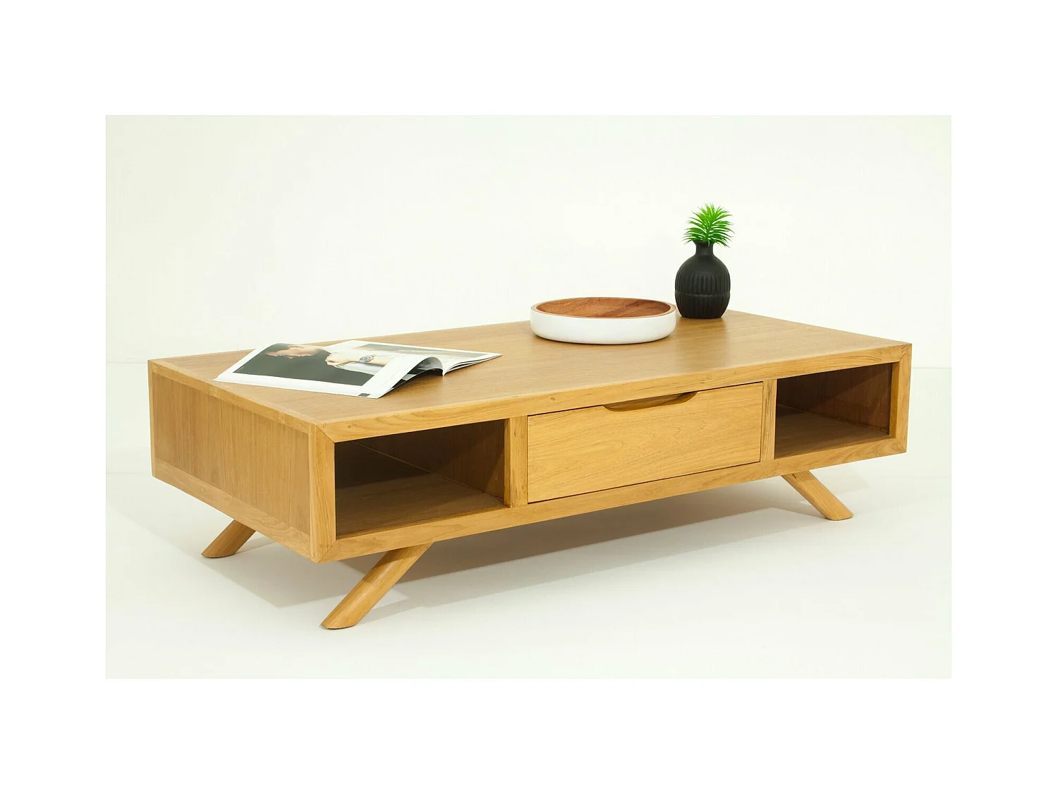 Table basse etn fiftees teck massif