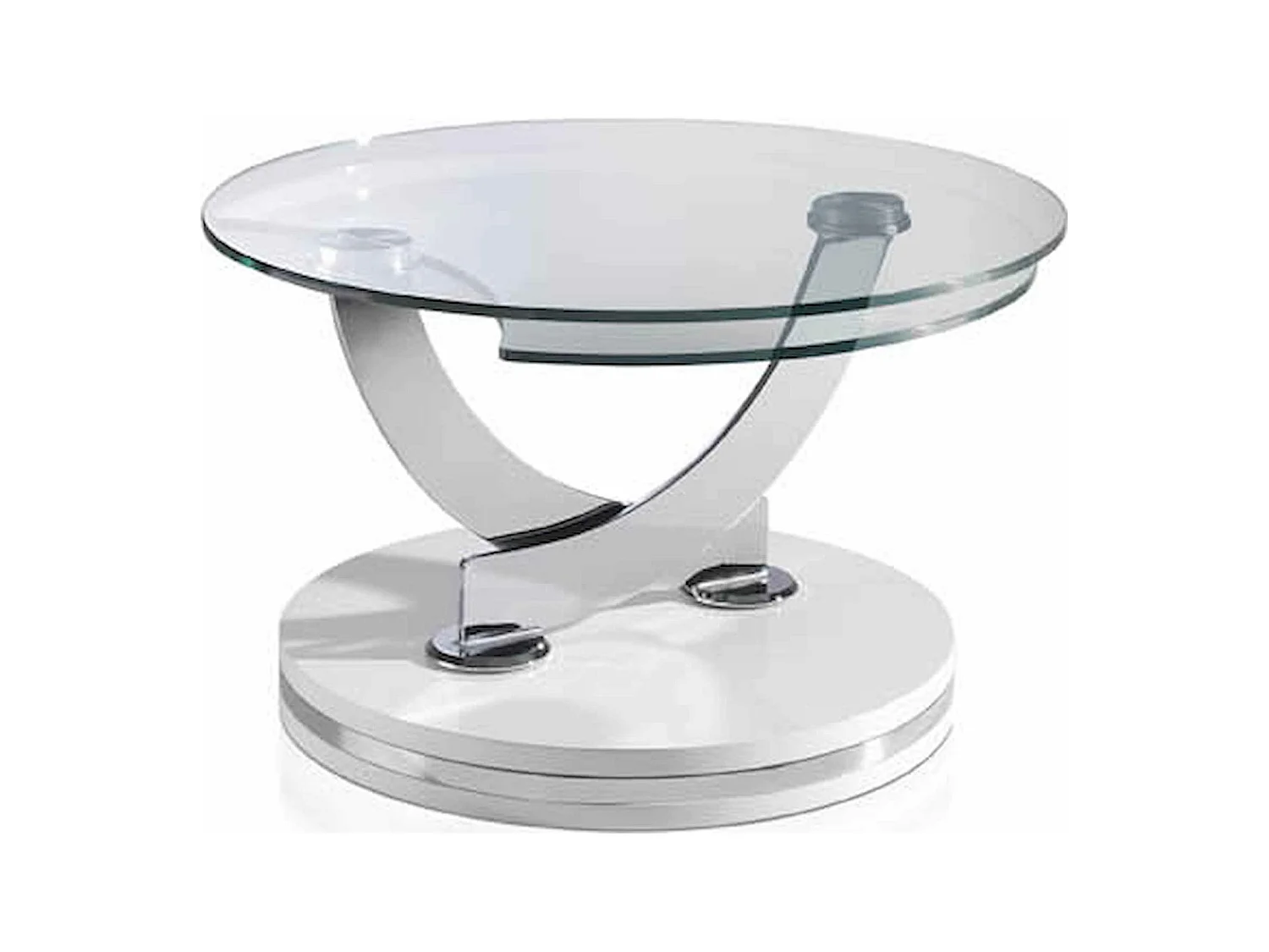 Table basse extensible rotation automatique verre trempé acier inoxydable base laqué
