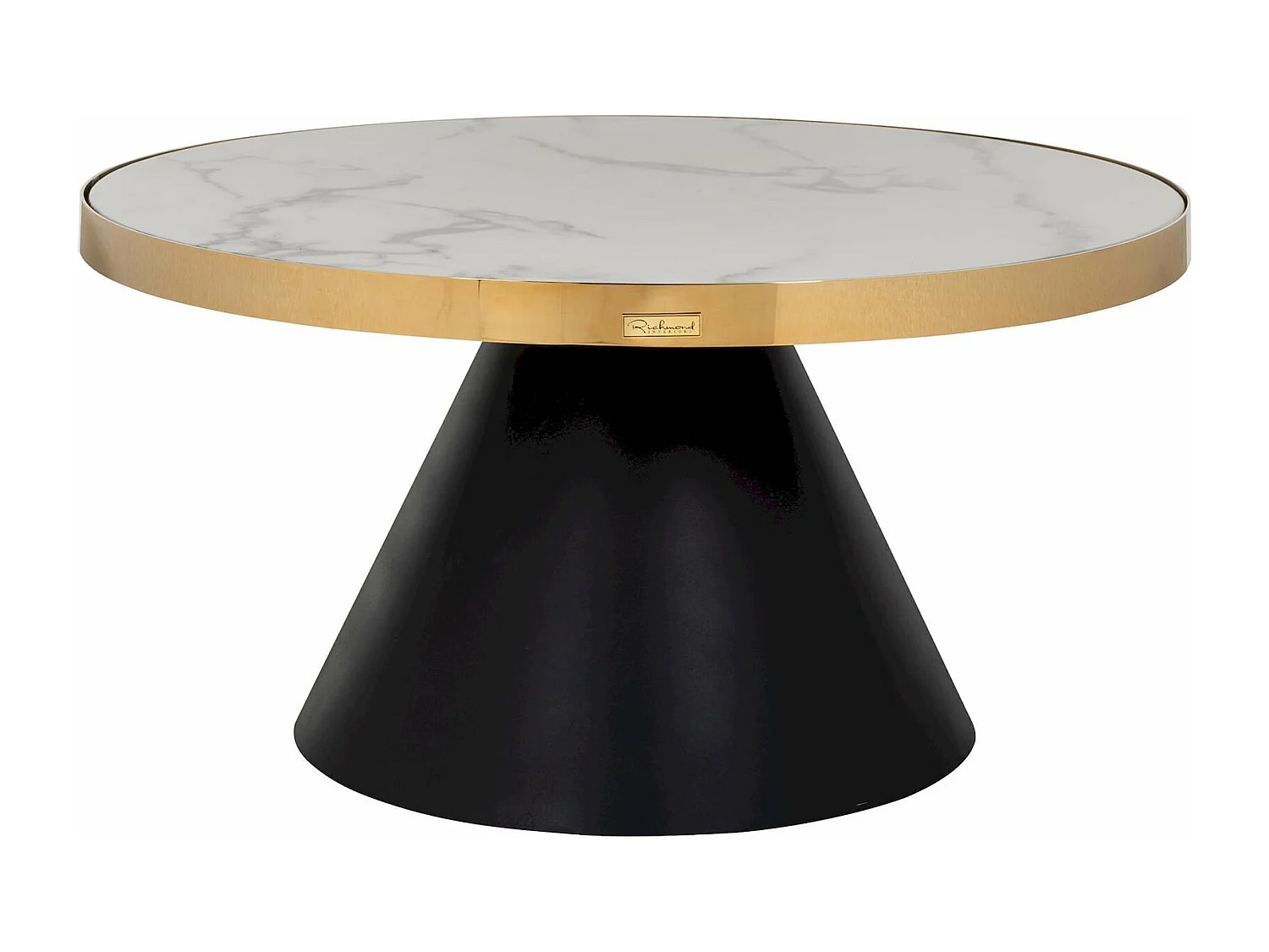 Table basse marbre blanc et pied noir conique