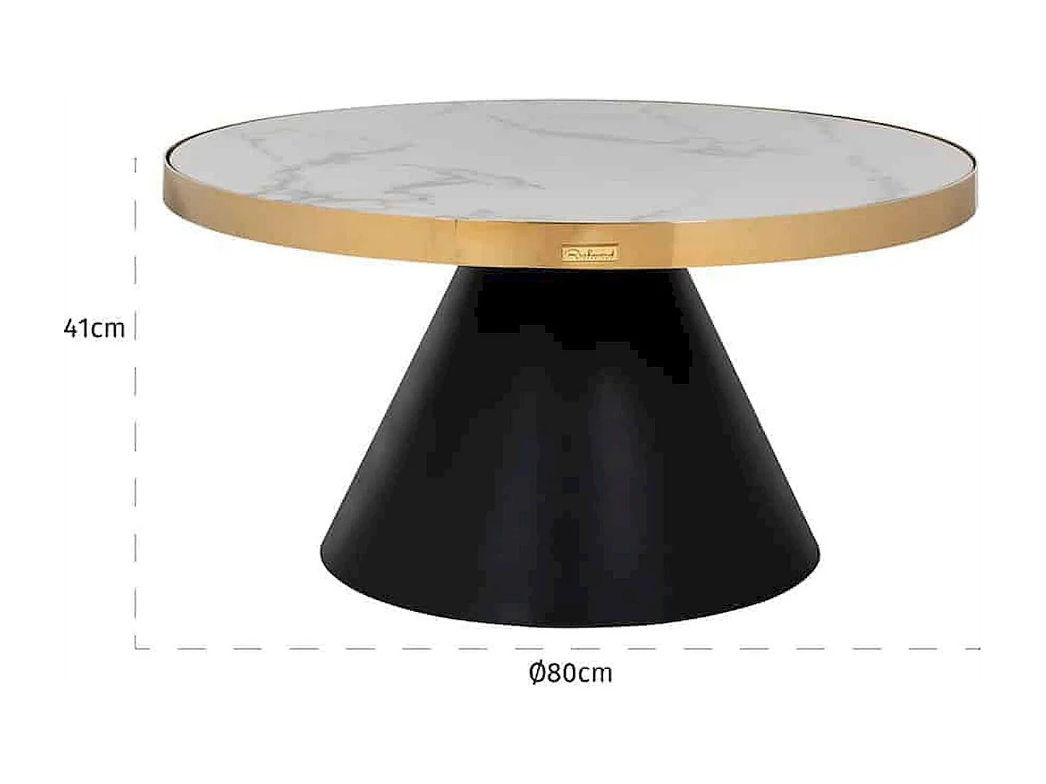 Table basse marbre blanc et pied noir conique