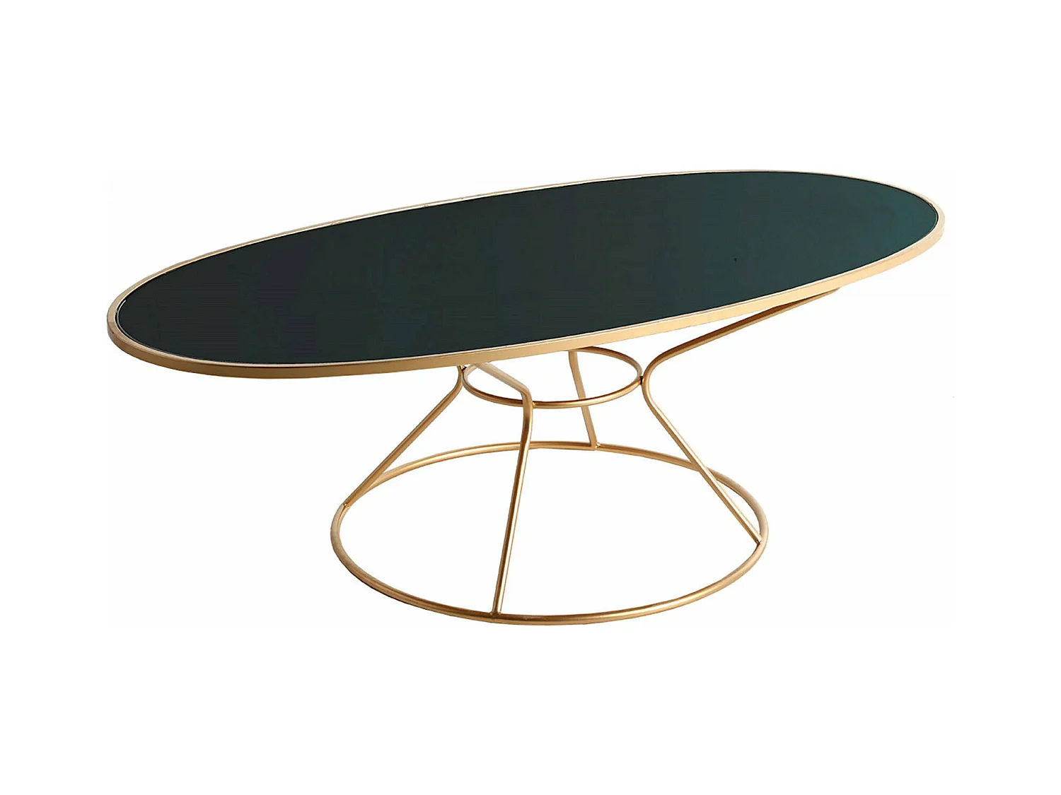 Table Basse Ovale en Verre et Métal Style Élégant