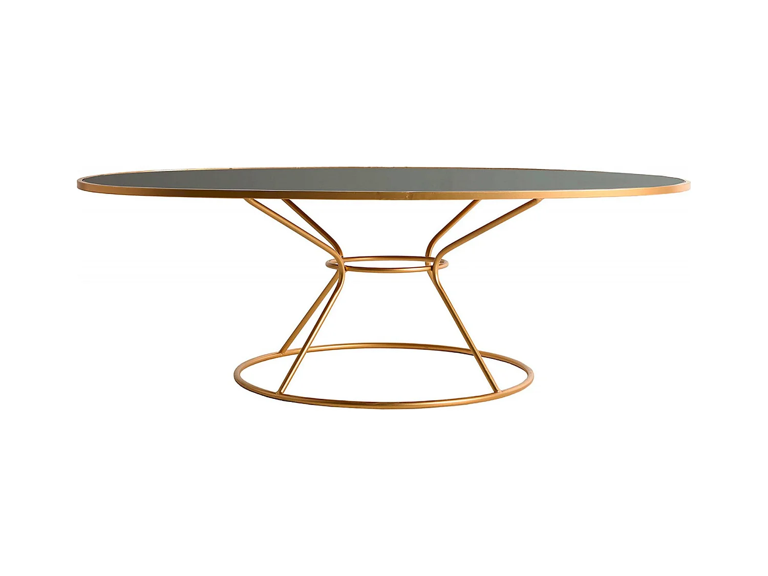 Table Basse Ovale en Verre et Métal Style Élégant