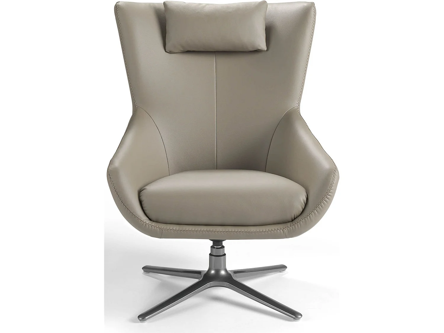 Fauteuil rotatif rembourré en similicuir avec pieds acier inoxydable