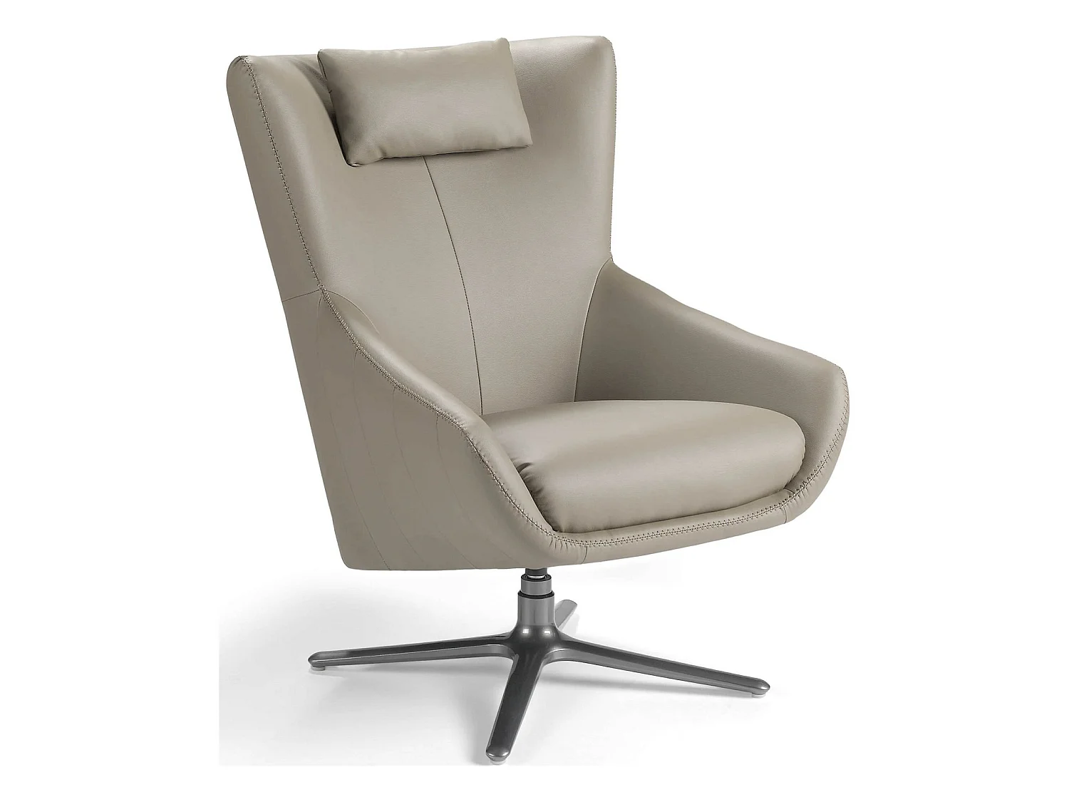 Fauteuil rotatif rembourré en similicuir avec pieds acier inoxydable