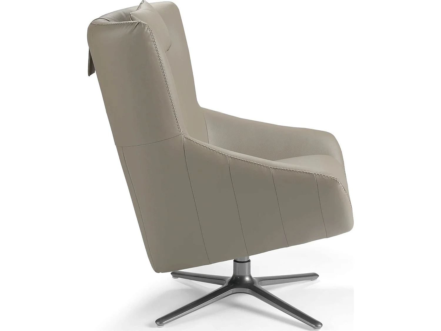 Fauteuil rotatif rembourré en similicuir avec pieds acier inoxydable