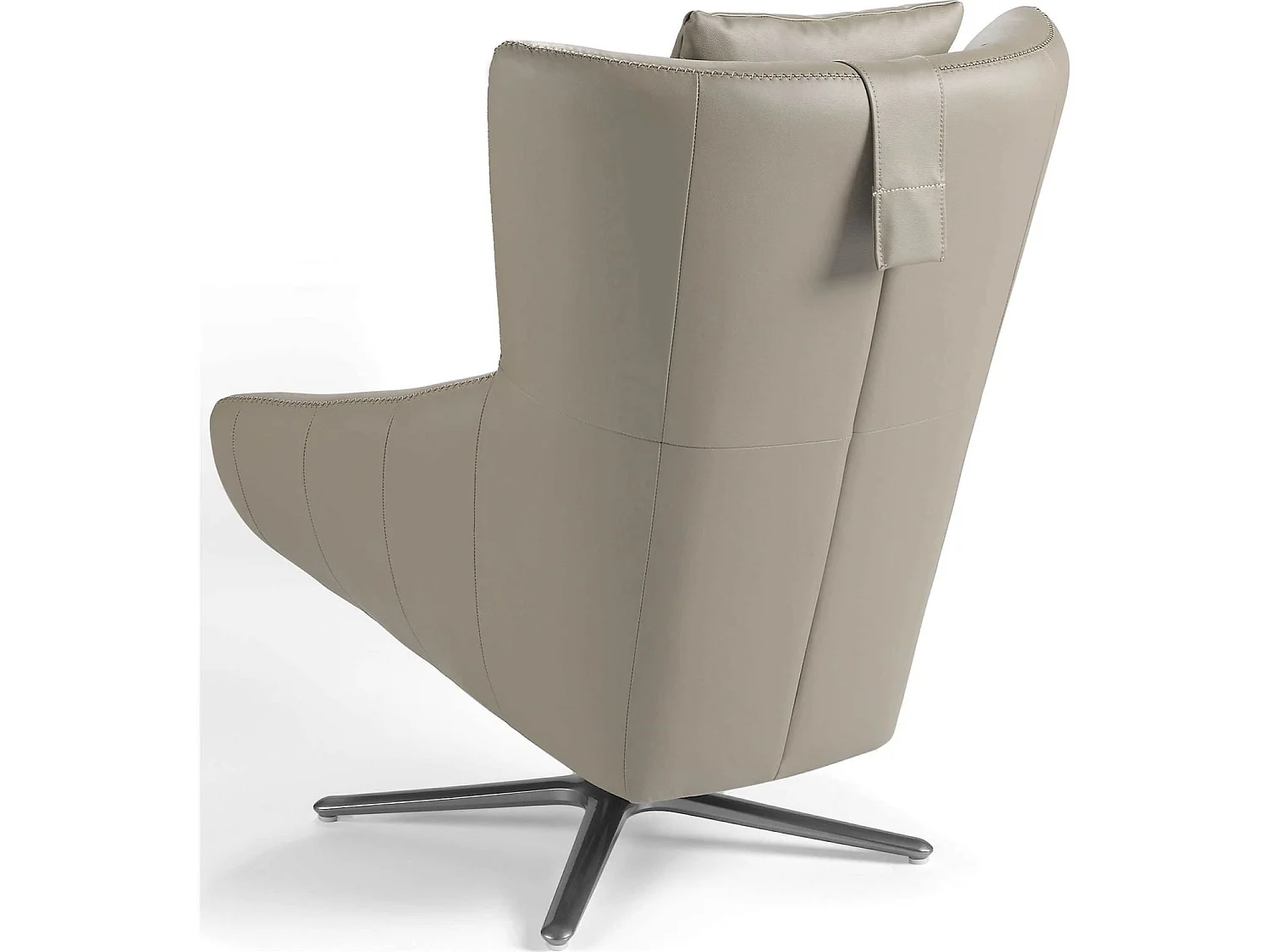 Fauteuil rotatif rembourré en similicuir avec pieds acier inoxydable