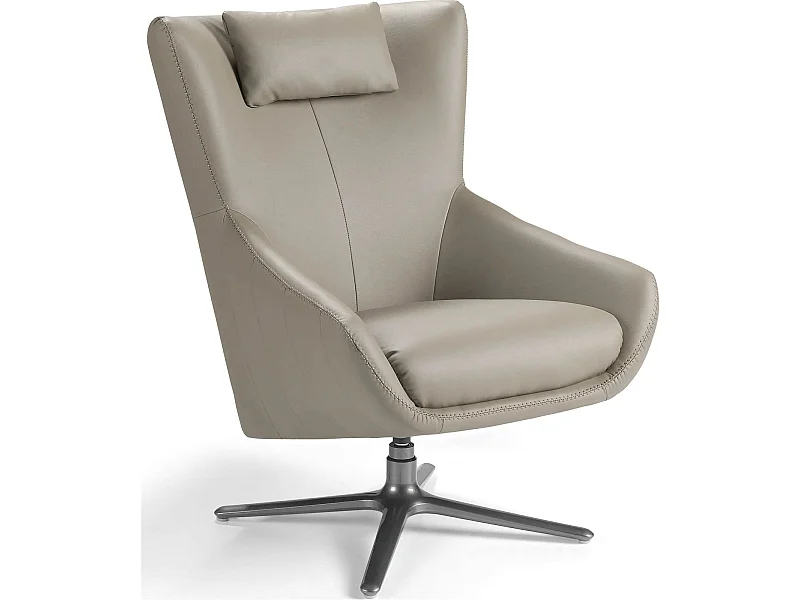 Fauteuil rotatif rembourré en similicuir avec pieds acier inoxydable