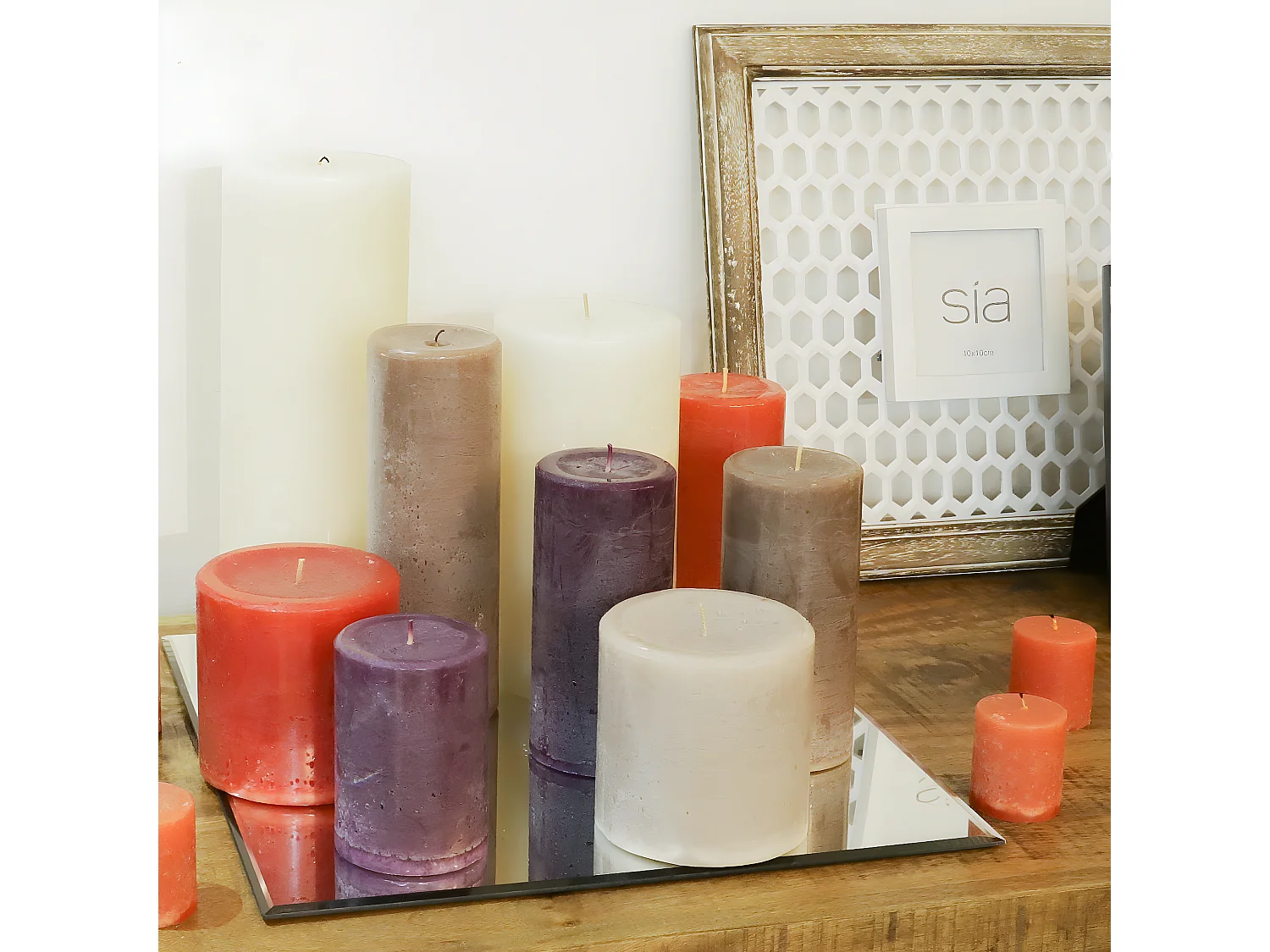 Miroir pour bougies carré - Argenté