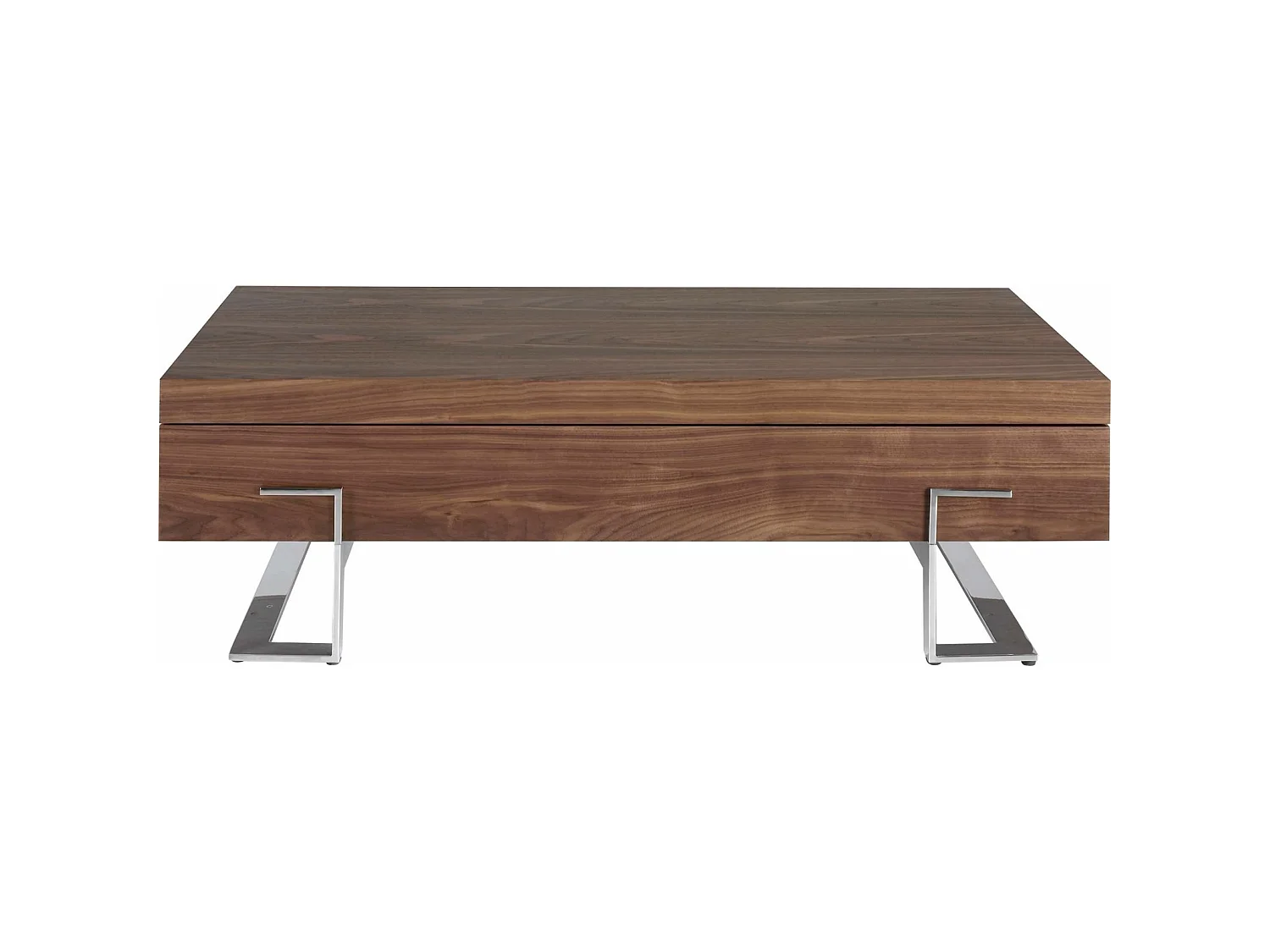 Table basse rectangulaire plateau bois pieds acier inoxydable chromé