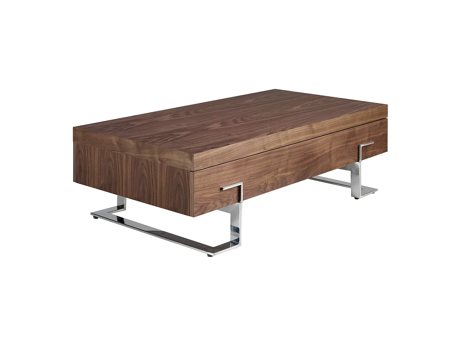 Table basse rectangulaire plateau bois pieds acier inoxydable chromé