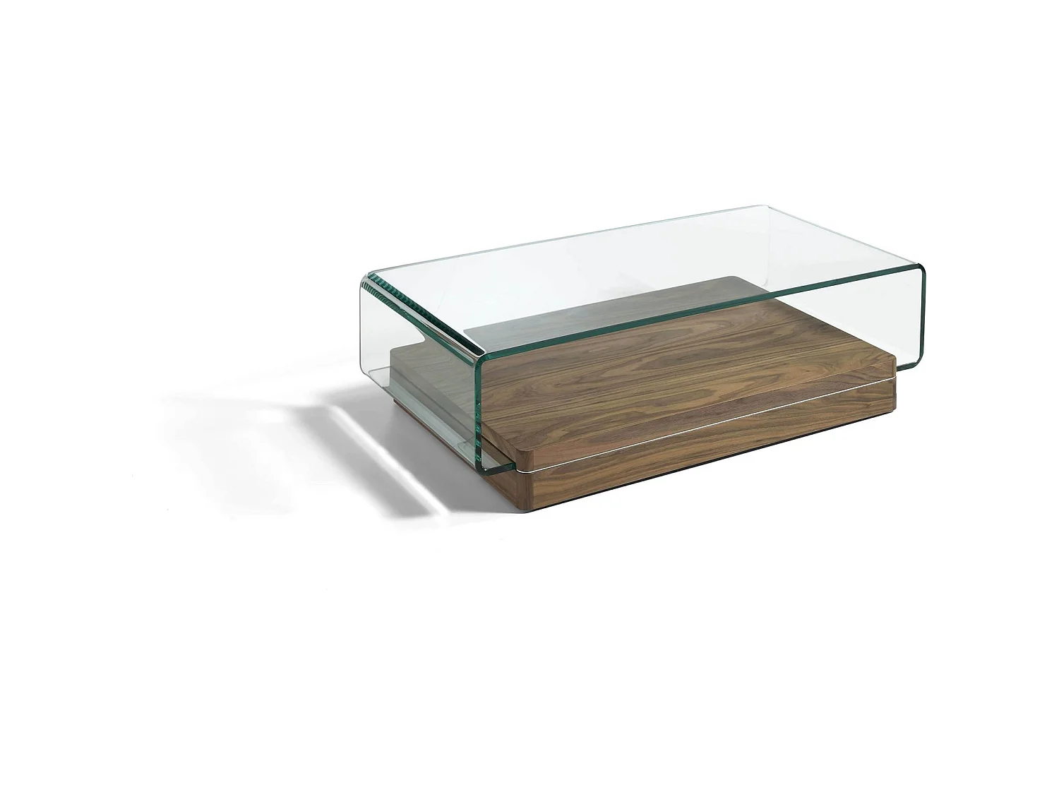 Table basse bois avec verre trempé courbé