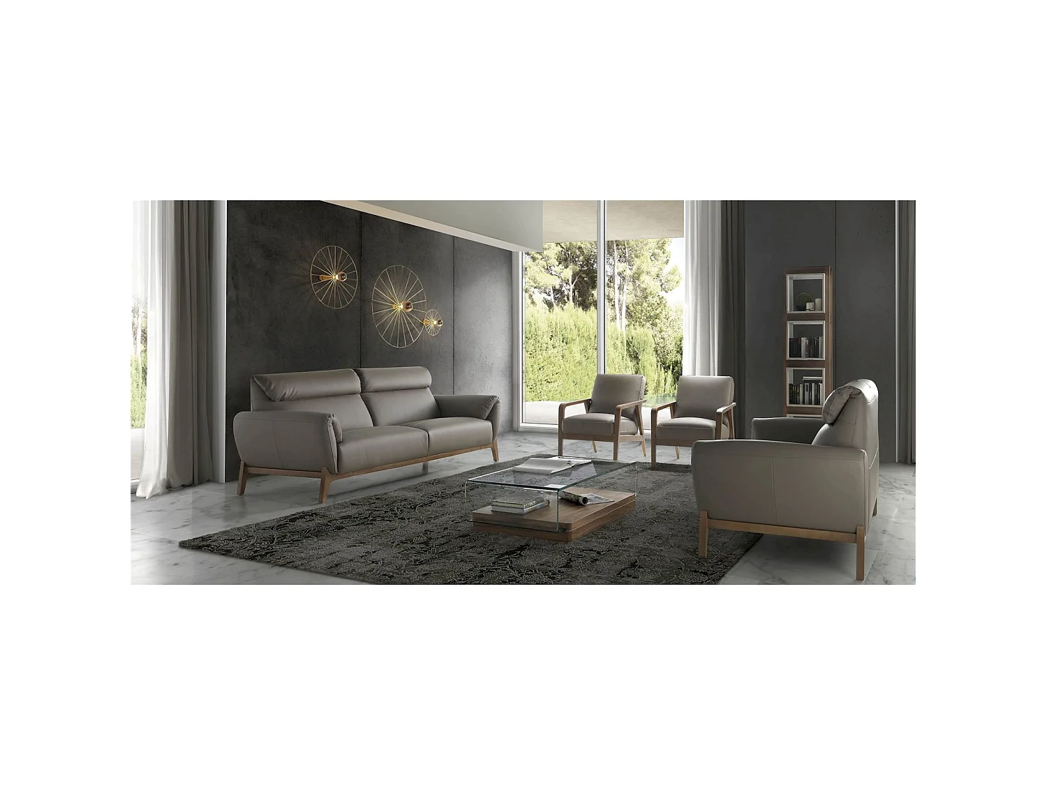 Table basse bois avec verre trempé courbé