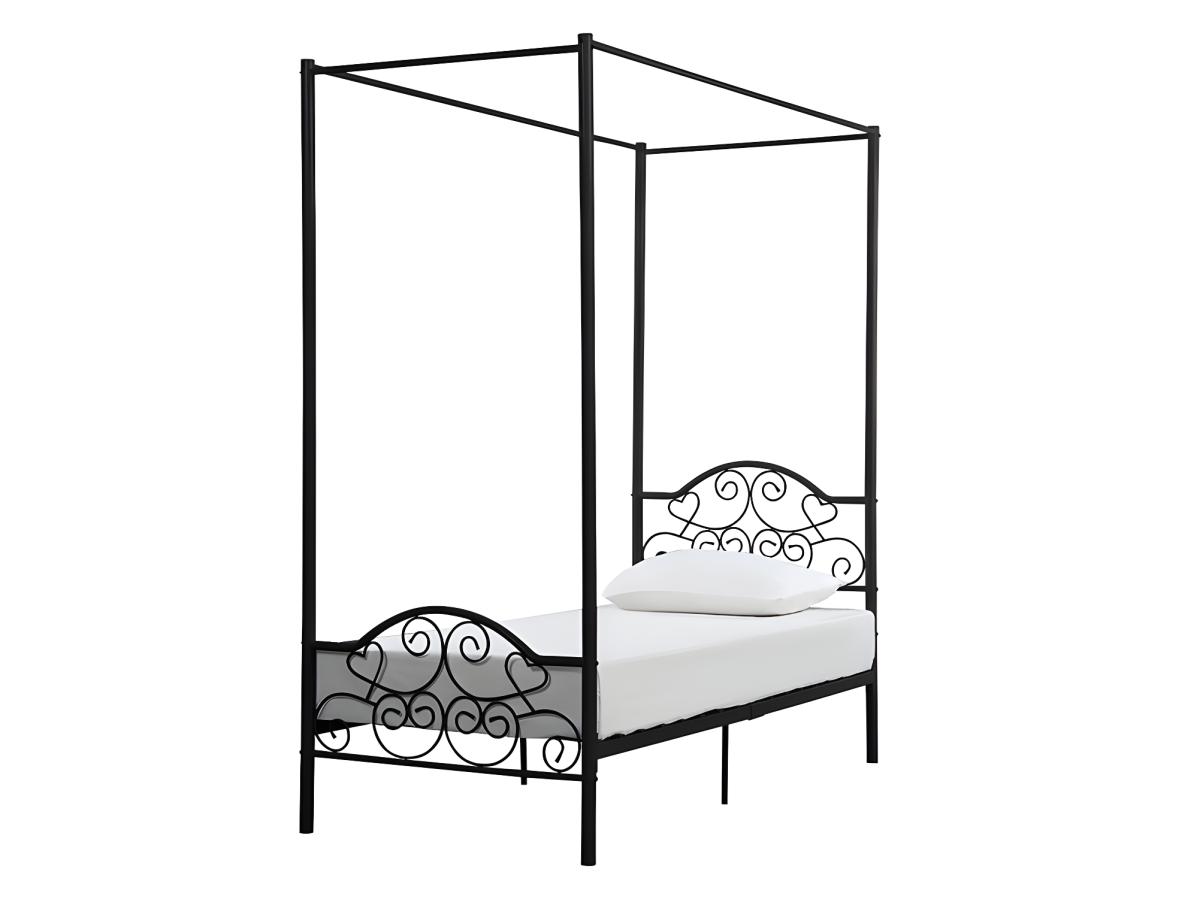 Metallbett Himmelbett - 90 x 190 cm - Schwarz - LEYNA günstig online kaufen