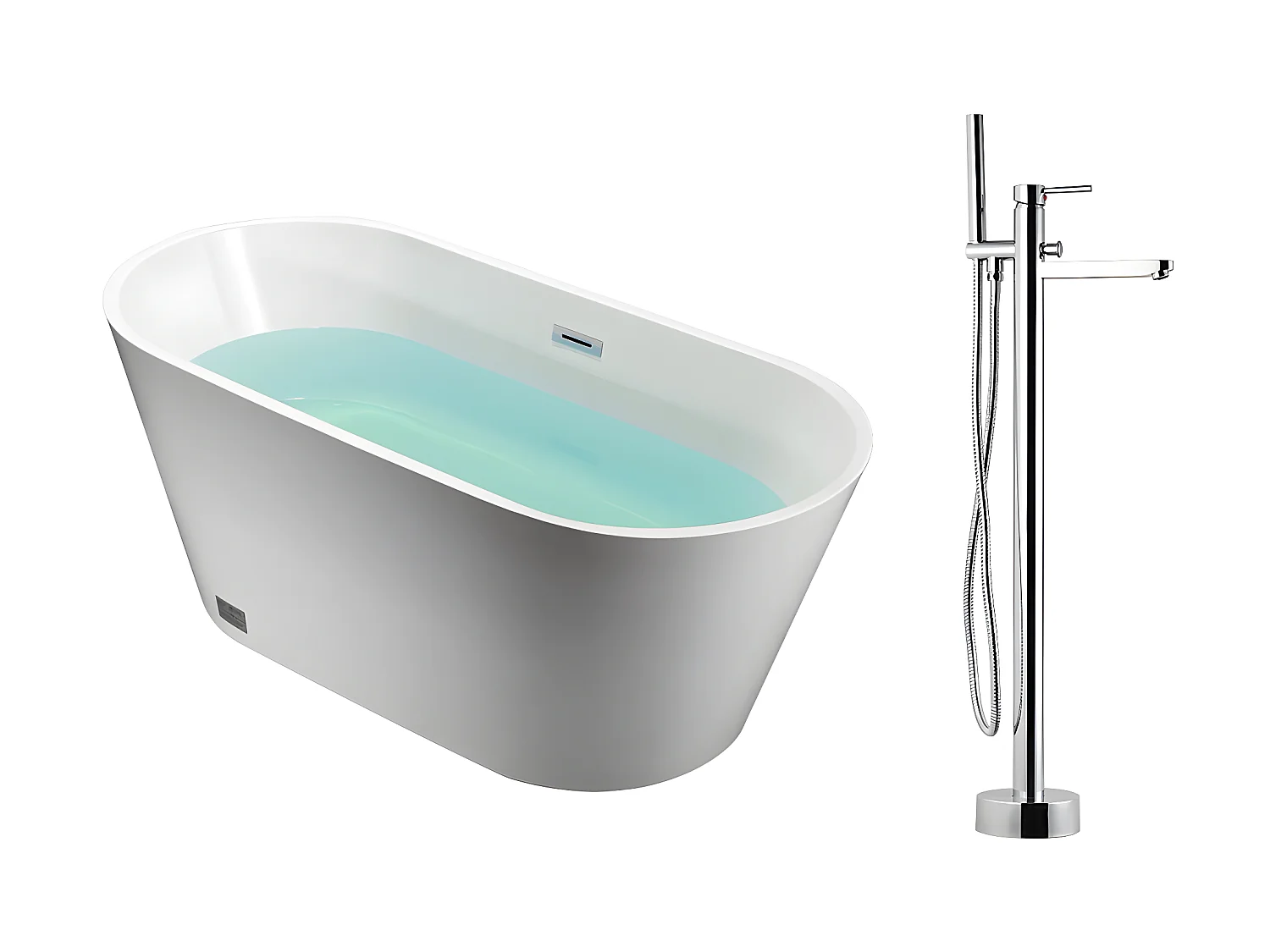 Ensemble baignoire îlot blanche TWIGGY + robinet mitigeur sur pied HARU