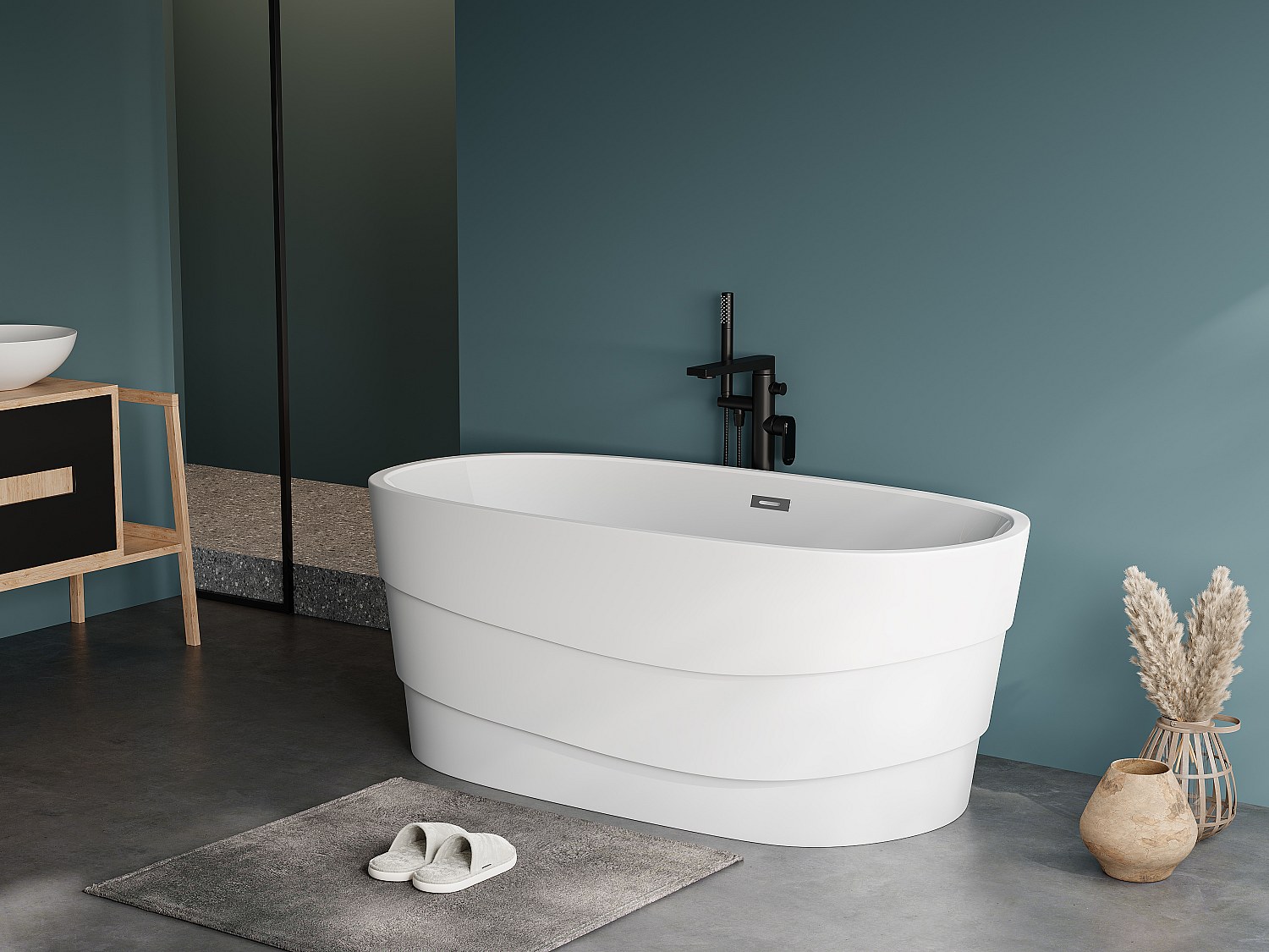 Freistehende Badewanne Design - 200 L - Weiß - DOMINIKA günstig online kaufen