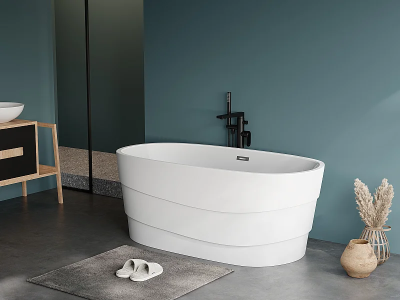 Vasca da bagno freestanding - 200L - 150x72x58 cm - Bianco - Acrilico - DOMINIKA