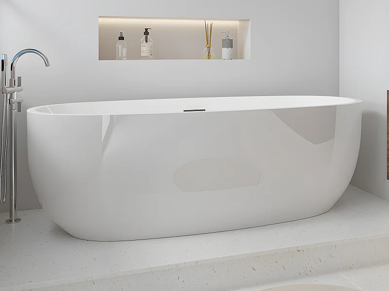 Freistehende Badewanne - 238 L - 170 x 80 x 58 cm - Weiß - Acryl - NICA