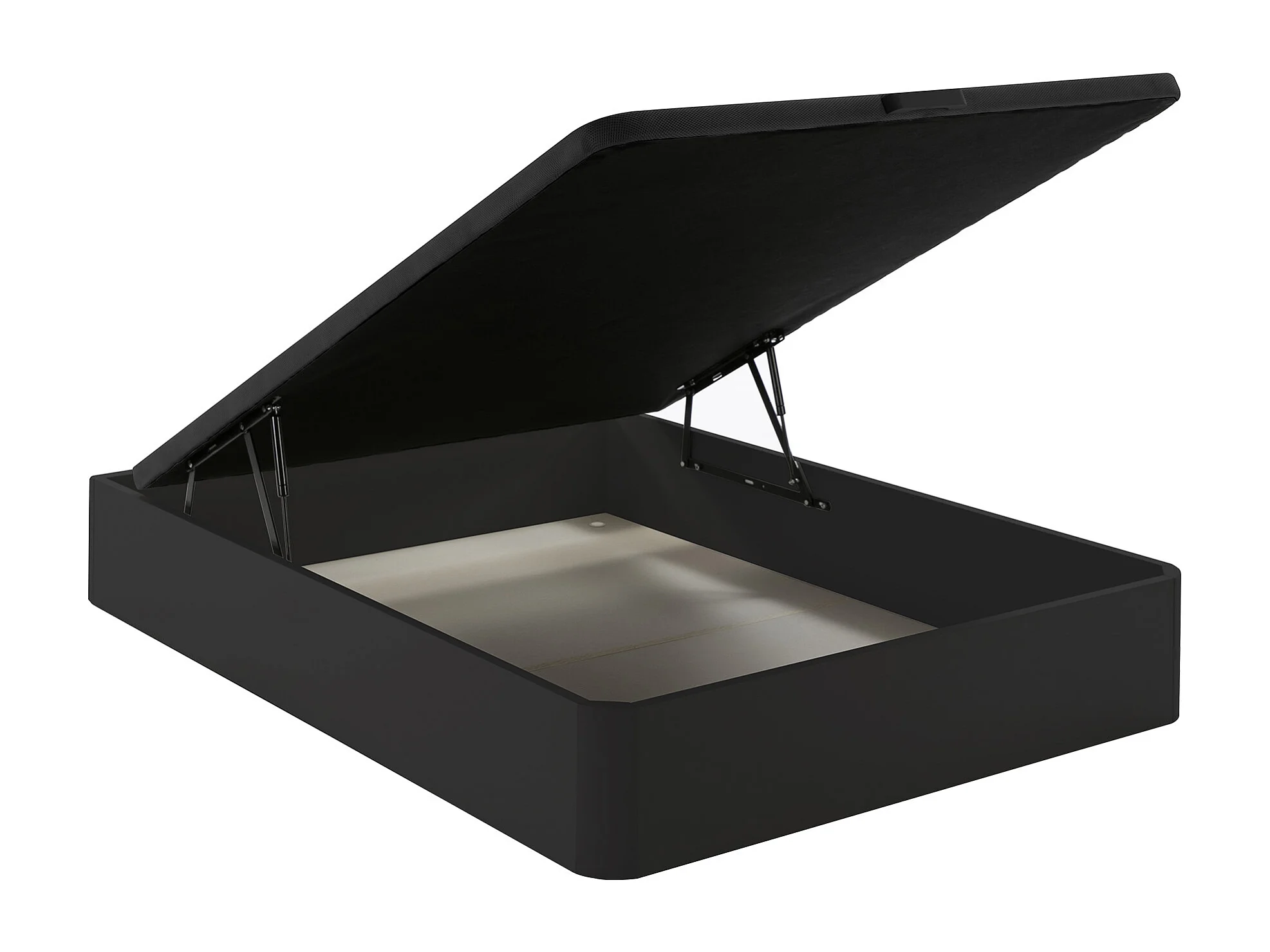 Sommier Coffre 140x190 Cm - NAMOSI Naturel Clair Et Noir - Rangement 694L - Montage Facile