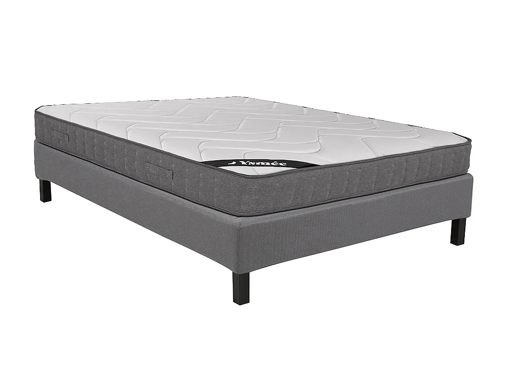 Taschenfederkernmatratze-Bettgestell-Set - 140 x 190 cm - Memory Schaum - 5 Zonen - Härtegrad 2 - Stärke 23 cm - BABYLONE von YSMÉE