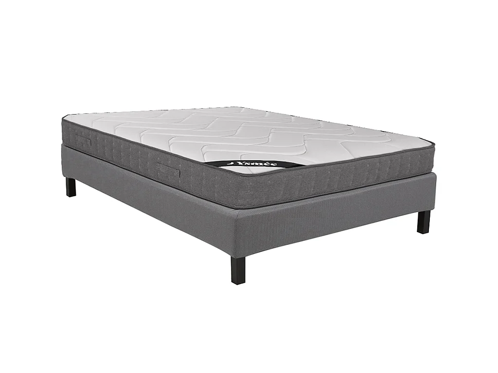 Ensemble 140 x 190 cm sommier déco en kit + matelas ressorts ensachés 5 zones accueil mémoire de forme ép.23cm - BABYLONE de YSMÉE