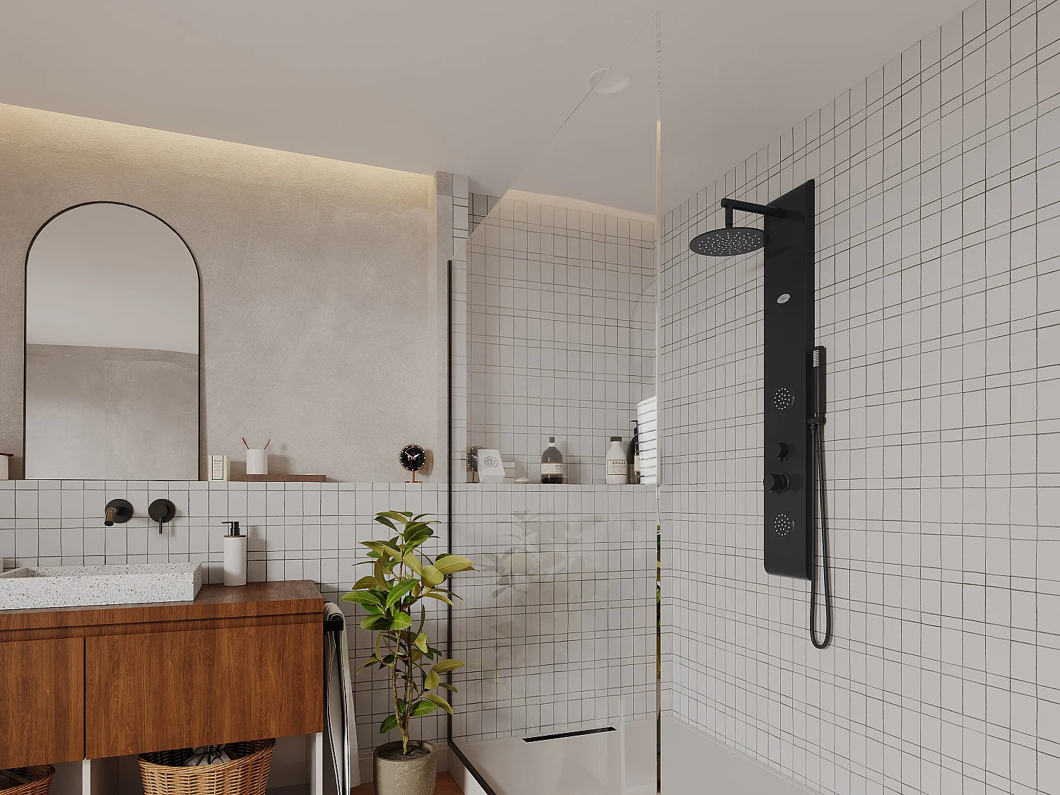 Colonna da doccia idromassaggio JUBIDA - nero - 20x130 cm