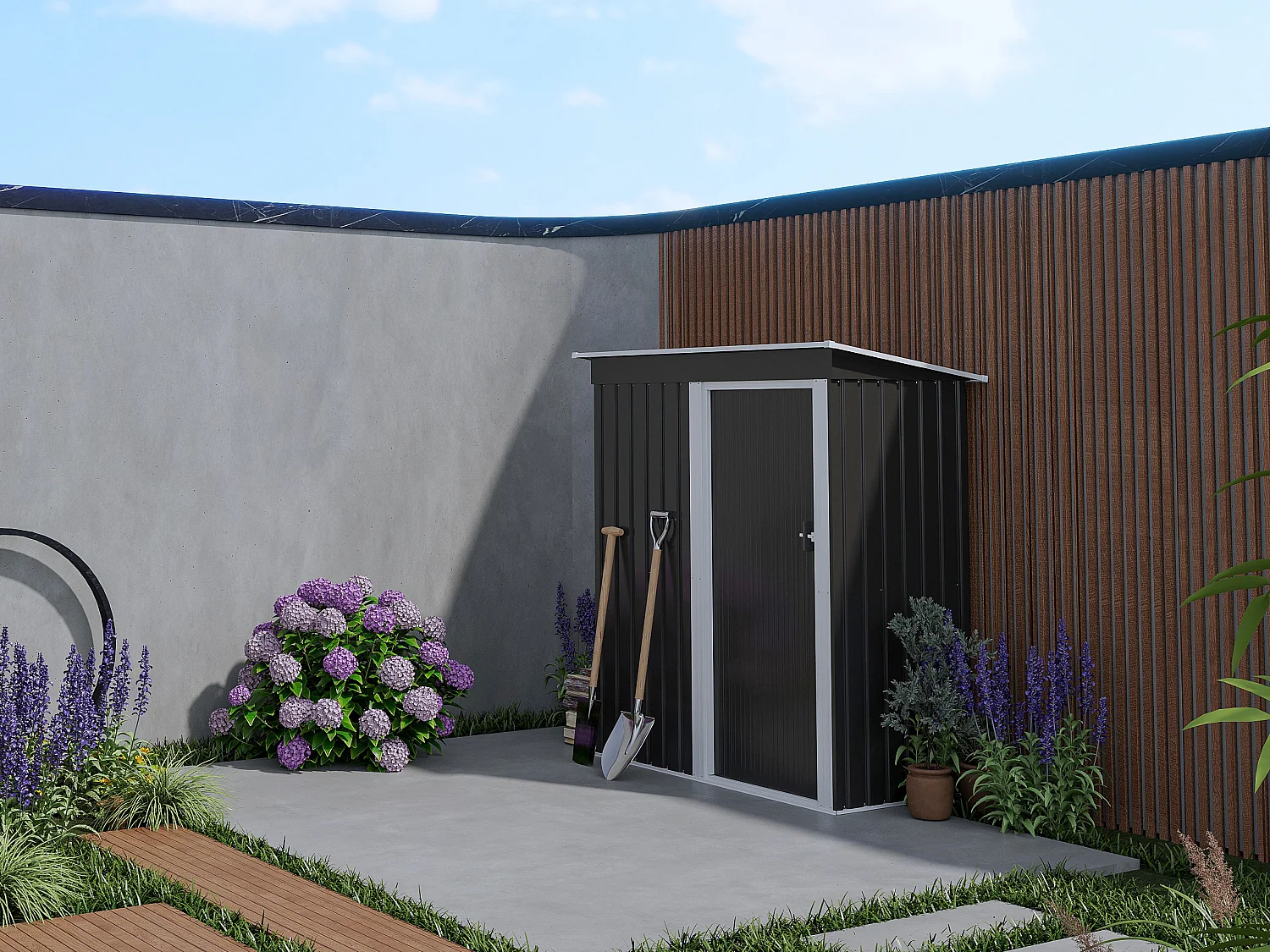 Caseta de jardín de acero galvanizado gris BIRON - 1.1m²