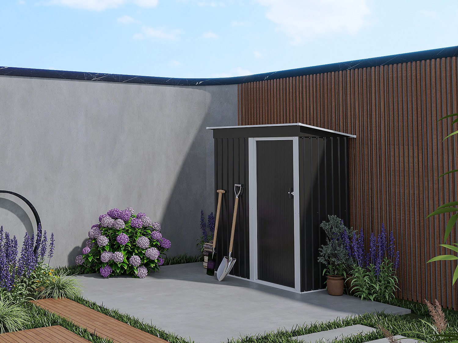 Vente-unique Gerätehaus Gartenhaus - Stahl - 1, 1m² - Biron